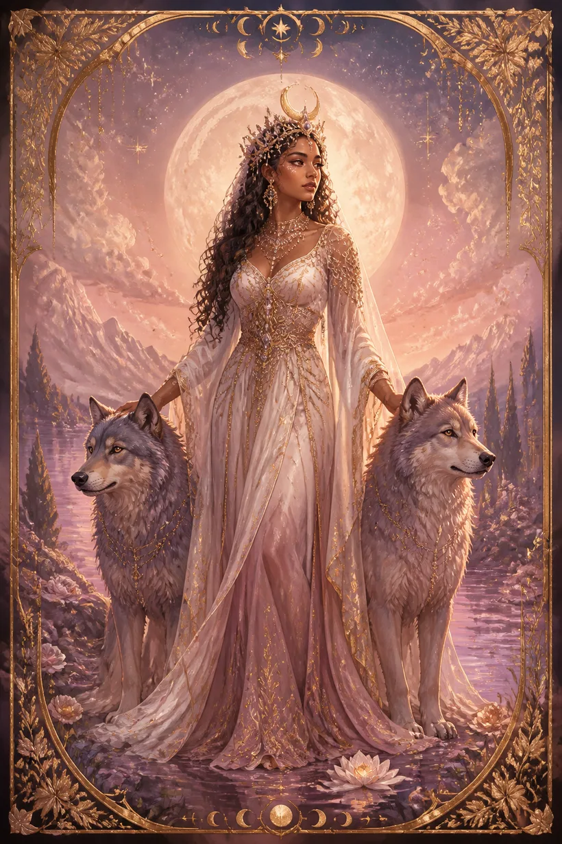 The Moon tarot card from the Cards with Carla deck